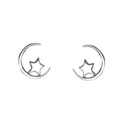 Stern-Mond-Ohrstecker für Damen, Mini-Stern-/Mond-Ohrstecker, tägliche Dekoration, Schmuck, Ornamente (Silver) von YIZMO