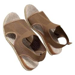 YImoomus Libiyi Sandals Women, Libiyi Women's Orthotic Sport Sandals, Ultra-Comfy Wedge Heel Fly Weave Casual Hollow Beach Sandals (Brown, Erwachsene, 42, Numerisch, EU Schuhgrößensystem, M) von YImoomus