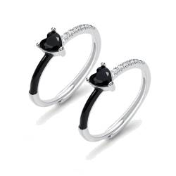 YJHLCNOM Schwarzer Emaille-Ring, verstellbarer Love Hug-Ring, herzförmiger Zirkon-Emaille-Ring, inspirierende Schmuckgeschenke für Frauen und Mädchen (black) von YJHLCNOM