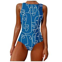 YJING Damen Badeanzug MäDchen Badeanzug Teenager MäDchen Badeanzug Gr Neopren Badeanzug Cut Out Badeanzug Badeanzug MäDchen Badeanzug Mit Rock Badeanzug Damen Badeanzugkleid 007 02 Blau XXL von YJING