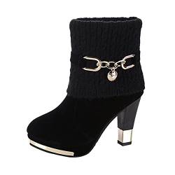 YJING Damen Winterstiefel Winterschuhe Frauen Ankle Boots Bootie Herbst Winter Stiefel Stiefelette Stiefeletten Warme Schneestiefel Schwarz 41 von YJING