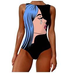 YJING Rockabilly Badeanzug Damen Badeanzug Pink Damen Damen Badeanzug Blau Badeanzug Blau Weiß Gestreift Damen Bikini Und Badeanzug Damen 13 Blau S von YJING