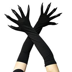 Halloween Kostüm Handschuhe mit langer Nägel, 1 Paar Lange Nagelhandschuhe Hexen Handschuhe mit Fingernägeln Lange Handschuhe Pfoten Handschuhe für Performance Halloween Karneval Cosplay Requisiten von YJZQ