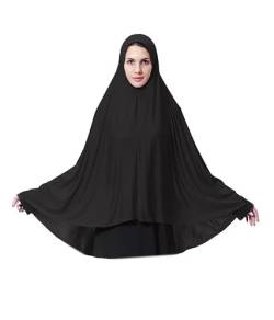 Muslimischer Schal für Damen, extralang, 130 cm, Gebet, Hijab, Muslimah, einteilig, Chadors, Arabien, Körperabdeckung, Turban, islamisch, Mittlerer Osten, Schwarz , Einheitsgröße von YJZQ