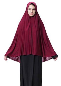 Muslimischer Schal für Damen, extralang, 130 cm, Gebet, Hijab, Muslimah, einteilig, Chadors, Arabien, Körperabdeckung, Turban, islamisch, Mittlerer Osten, weinrot, Einheitsgröße von YJZQ