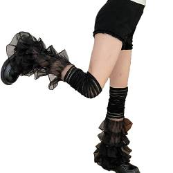 YJZQ Beinstulpen Legwarmers Damen Strick Beinwärmer Gothic Punk Lange Socken Kniestrümpfe Warme Stulpen Damen Beinlinge für Herbst und Winter von YJZQ