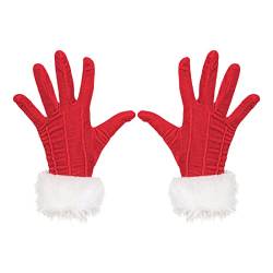 YJZQ Damen Kurze Weihnachtshandschuhe Damen Winterhandschuhe Damen Handschuhe Weihnachten Frauenhandschuhe Rote Damenhandschuhe Weihnachtsfrau Frauen und Kinder Kostüm Zubehör von YJZQ