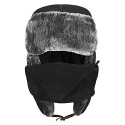 YJZQ Jungen Fliegermütze Fellmütze Warm Wintermütze Kinder Pilotenmütze mit Ohrenklappen Outdoor Ski Mütze von YJZQ