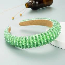 Stirnband, Haarbänder, Damen, Glasperlen, handgefertigt, mit Schwamm gepolstert, Haarband, Stirnband, Haarschmuck for Erwachsene, Haarschmuck (Color : Light Green, Size : One Size) von YJzhAHanG