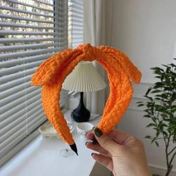 Stirnband, Haarbänder, Damen-Haar-Accessoires, breite seitliche Kopfbedeckung, großes Schleifenknoten-Haarband, Erwachsener Frühlings-Turban-Stirnband (Color : Orange hairband, Size : One Size) von YJzhAHanG
