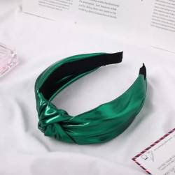 Stirnband, Haarbänder, Damen-Haarband, weiches PU-Leder, weiche Vintage-Kopfbedeckung, glänzender Haarreifen, Turban-Haar-Accessoires (Color : Green hairband, Size : One Size) von YJzhAHanG