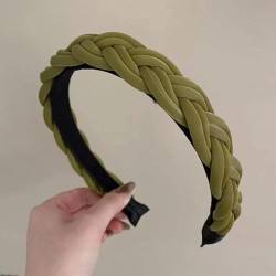 Stirnband, Haarbänder, Damen-Stirnband, geflochtenes Haarband, einfarbig, Kopfbedeckung, Haar-Accessoires (Color : Green, Size : One Size) von YJzhAHanG