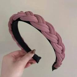 Stirnband, Haarbänder, Damen-Stirnband, geflochtenes Haarband, einfarbig, Kopfbedeckung, Haar-Accessoires (Color : Pink, Size : One Size) von YJzhAHanG