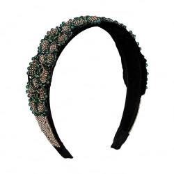 Stirnband, Haarbänder, barocke Kristallperlen-Stirnbänder, Perlen, langlebige Haarreifen, glitzernde Stirnbänder for Frauen, Bling-Stirnband für (Color : Green, Size : One Size) von YJzhAHanG