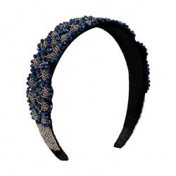 Stirnband, Haarbänder, barocke Kristallperlen-Stirnbänder, Perlen, langlebige Haarreifen, glitzernde Stirnbänder for Frauen, Bling-Stirnband für (Color : Royal Blue, Size : One Size) von YJzhAHanG