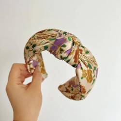 Stirnband, Haarbänder, buntes Herbst-Satin-Blumen-Schwamm-Haarband mit großen Knoten, Stirnband for Erwachsene, Haarschmuck, Haarschmuck (Color : Yellow, Size : One Size) von YJzhAHanG