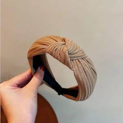 Stirnband, Haarbänder, geknotete breite Haarbänder for Frauen, niedlicher Kopfwickel, einfarbig, rutschfestes Stirnband, Haarschmuck (Color : Khaki, Size : One Size) von YJzhAHanG