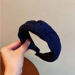 Stirnband, Haarbänder, geknotete breite Haarbänder for Frauen, niedlicher Kopfwickel, einfarbig, rutschfestes Stirnband, Haarschmuck (Color : Navy blue, Size : One Size) von YJzhAHanG