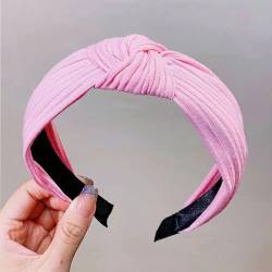 Stirnband, Haarbänder, geknotete breite Haarbänder for Frauen, niedlicher Kopfwickel, einfarbig, rutschfestes Stirnband, Haarschmuck (Color : Pink, Size : One Size) von YJzhAHanG