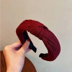 Stirnband, Haarbänder, geknotete breite Haarbänder for Frauen, niedlicher Kopfwickel, einfarbig, rutschfestes Stirnband, Haarschmuck (Color : Wine red, Size : One Size) von YJzhAHanG