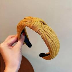 Stirnband, Haarbänder, geknotete breite Haarbänder for Frauen, niedlicher Kopfwickel, einfarbig, rutschfestes Stirnband, Haarschmuck (Color : Yellow, Size : One Size) von YJzhAHanG