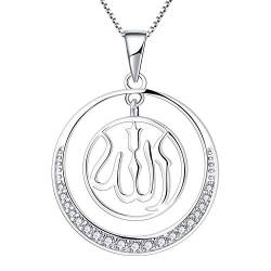 YL Allah Halskette 925 Sterling Silber mit Zirkonia Allah Anhänger Halskette für Damen von YL