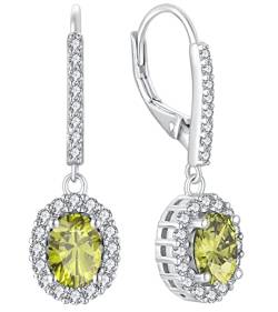 YL Damen Ohrhänger 925 Sterling Silber August Geburtsstein Peridot Zirkonia Oval Ohrringe von YL