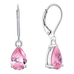 YL Damen Ohrhänger 925 Sterling Silber Oktober Geburtsstein Turmaline Rosa Ohrringe von YL