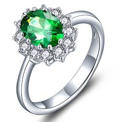 YL Damen Ring 925 Sterling Silber Oval Mai Geburtsstein Grüner Zirkonia Ring Verlobungsring(Größe 52) von YL