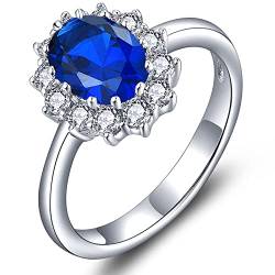 YL Damen Ring 925 Sterling Silber Oval September Geburtsstein Spinell Blau Ring Verlobungsring(Größe 54) von YL