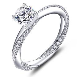 YL Damen Ring 925 Sterling Silber mit April Geburtsstein weißen Zirkonia Ring Verlobungsring Ehering für Braut(Größe 50） von YL