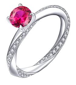 YL Damen Ring 925 Sterling Silber mit Juli Geburtsstein Rubin Ring Verlobungsring Ehering für Braut(Größe 50 von YL
