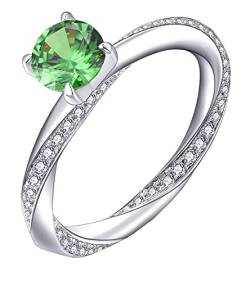 YL Damen Ring 925 Sterling Silber mit Mai Geburtsstein Smaragd Ring Verlobungsring Ehering für Braut(Größe 60 von YL