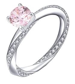 YL Damen Ring 925 Sterling Silber mit Oktober Geburtsstein Turmalin Rosa Ring Verlobungsring Ehering für Braut(Größe 58 von YL