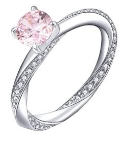 YL Damen Ring 925 Sterling Silber mit Oktober Geburtsstein Turmalin Rosa Ring Verlobungsring Ehering für Braut(Größe 62 von YL