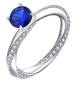 YL Damen Ring 925 Sterling Silber mit September Geburtsstein Saphir Ring Verlobungsring Ehering für Braut(Größe 52 von YL