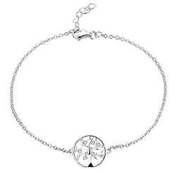 YL Damen Silber Lebensbaum Armband, 925 Sterling Silber CubIc Zirkonia Armband für Frauen und Mädchen Schmuck (Kettenlänge 18 + 2 cm) von YL