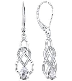 YL Damen Unendlichkeit Keltischer Knoten Tropfen Ohrringe 925 Sterling Silber April Geburtsstein Simuliertes Diamant Ohrringe von YL
