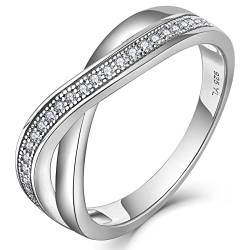 YL Damen Unendlichkeit Kreuz X Ring 925 Sterling Silber 5A Zirkonia Ring für Damen(Größe 60） von YL