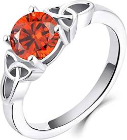 YL Keltischer Ring 925 Sterling Silber Januar Geburtsstein Granat Zirkonia Solitaire Ring Verlobungs-Ehering für Brautfrauen Women(Größe 60） von YL
