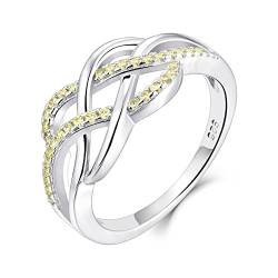YL Keltischer Ring 925 Sterling Silber November Geburtsstein Citrin Jubiläum Ewigkeit Unendlichkeit Keltischer Knotenring für Damen(Größe 52 von YL