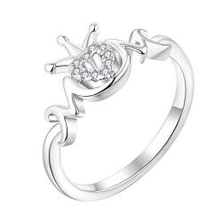 YL Mutter Ring 925 Sterling Silber geschliffen Zirkonia Mutter Krone Ring Geschenke für Mama Damen (Größe 52) von YL