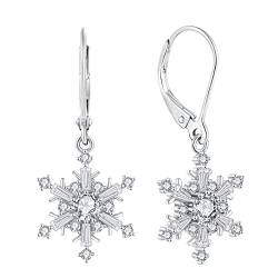 YL Schneeflocke Ohrringe 925 Sterling Silber 5A Weiß Cubic Zirkonia baumeln DROP-Ohrringe für Damen von YL