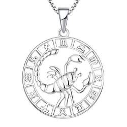 YL Silber Skorpion Halskette-925 Sterling Silber Horoskop Sternzeichen 12 Konstellation Anhänger Halskette für Damen von YL