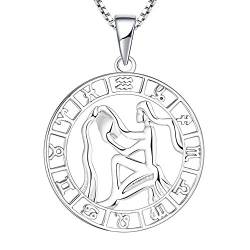 YL Silber Wassermann Halskette-925 Sterling Silber Horoskop Sternzeichen 12 Konstellation Anhänger Halskette für Damen von YL
