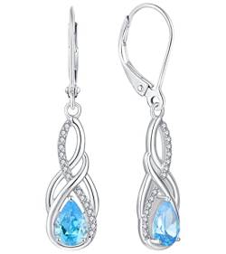 YL Unendlichkeit Keltischer Knoten Tropfen Ohrringe 925 Sterling Silber März Geburtsstein Aquamarin Ohrringe für Damen von YL