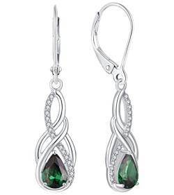 YL Unendlichkeit Keltischer Knoten Tropfen Ohrringe 925 Sterling Silber Mai Geburtsstein Smaragd Ohrringe für Damen von YL