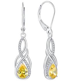 YL Unendlichkeit Keltischer Knoten Tropfen Ohrringe 925 Sterling Silber November Geburtsstein Citrine Zirkonia Ohrringe für Damen von YL