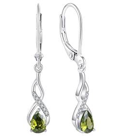 YL Unendlichkeit Ohrringe 925 Sterling Silber August Geburtsstein Peridot Zirkonia Ohrringe für Damen von YL