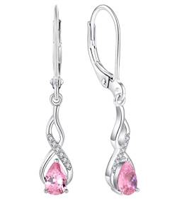 YL Unendlichkeit Ohrringe 925 Sterling Silber Oktober Geburtsstein Turmaline Rosa Ohrringe für Damen von YL